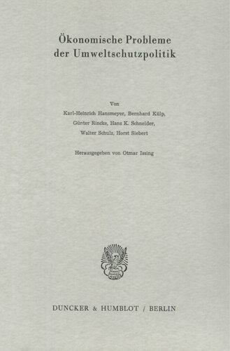 Ökonomische Probleme der Umweltschutzpolitik
