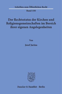 Der Rechtsstatus der Kirchen und Religionsgemeinschaften im Bereich ihrer eigenen Angelegenheiten