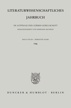 Literaturwissenschaftliches Jahrbuch: 7. Band (1966)