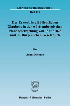 Der Erwerb kraft öffentlichen Glaubens in der württembergischen Pfandgesetzgebung von 1825/1828 und im Bürgerlichen Gesetzbuch