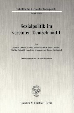Sozialpolitik im vereinten Deutschland I