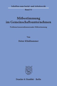Mitbestimmung im Gemeinschaftsunternehmen: Probleme konzerndimensionaler Mitbestimmung