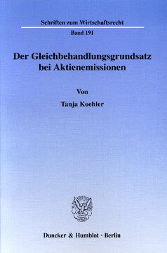 Der Gleichbehandlungsgrundsatz bei Aktienemissionen