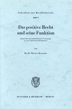 Das positive Recht und seine Funktion: Kategoriale und methodologische Überlegungen zu einer funktionalen Rechtstheorie