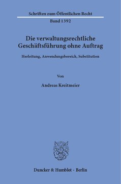 Die verwaltungsrechtliche Geschäftsführung ohne Auftrag: Herleitung, Anwendungsbereich, Substitution