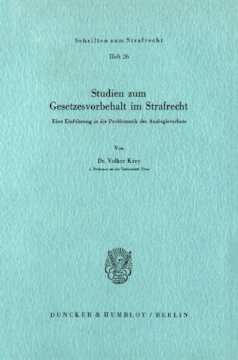 Studien zum Gesetzesvorbehalt im Strafrecht: Eine Einführung in die Problematik des Analogieverbots