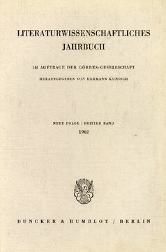 Literaturwissenschaftliches Jahrbuch: 3. Band (1962)