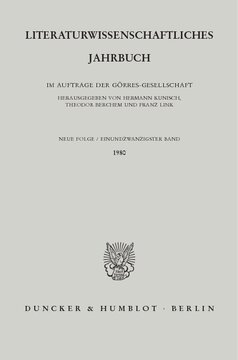 Literaturwissenschaftliches Jahrbuch: 21. Band (1980)