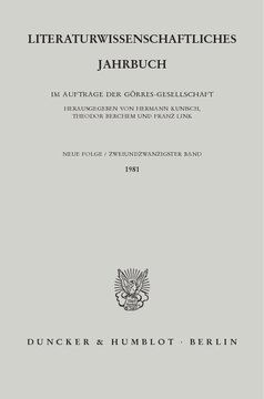 Literaturwissenschaftliches Jahrbuch: 22. Band (1981)