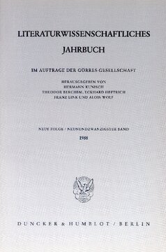 Literaturwissenschaftliches Jahrbuch: 29. Band (1988)