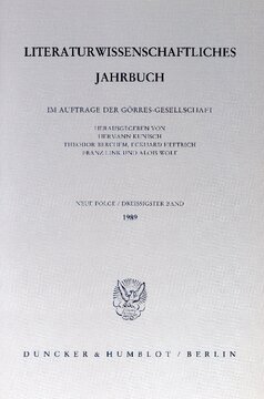Literaturwissenschaftliches Jahrbuch: 30. Band (1989)