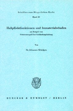 Haftpflichtfunktionen und Immaterialschaden am Beispiel von Schmerzensgeld bei Gefährdungshaftung