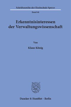 Erkenntnisinteressen der Verwaltungswissenschaft
