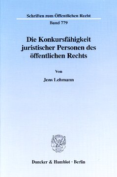 Die Konkursfähigkeit juristischer Personen des öffentlichen Rechts