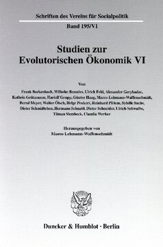 Studien zur Evolutorischen Ökonomik VI: Ein Diskurs zu Analysemethoden der Evolutorischen Ökonomik