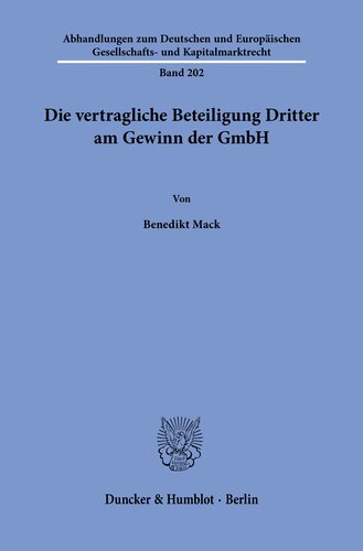 Die vertragliche Beteiligung Dritter am Gewinn der GmbH