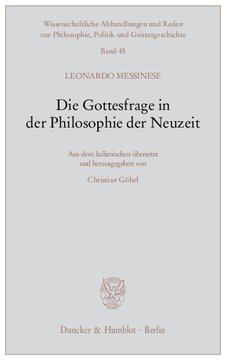 Die Gottesfrage in der Philosophie der Neuzeit: Aus dem Italienischen übersetzt und herausgegeben von Christian Göbel