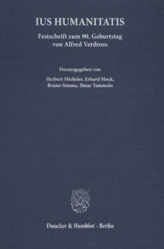 Ius Humanitatis: Festschrift zum 90. Geburtstag von Alfred Verdross