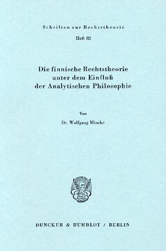 Die finnische Rechtstheorie unter dem Einfluß der Analytischen Philosophie