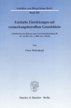 Faktische Einwirkungen auf vormerkungsbetroffene Grundstücke: Gleichzeitig ein Beitrag zum Unwirksamkeitsbegriff der §§ 883 Abs. 2, 888 Abs. 1 BGB