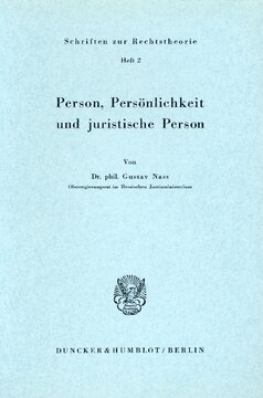 Person, Persönlichkeit und juristische Person