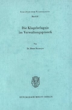 Die Klagebefugnis im Verwaltungsprozeß