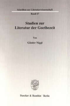 Studien zur Literatur der Goethezeit