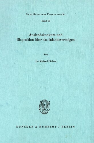 Auslandskonkurs und Disposition über das Inlandsvermögen