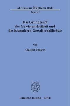 Das Grundrecht der Gewissensfreiheit und die besonderen Gewaltverhältnisse