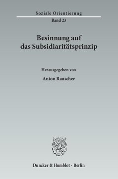 Besinnung auf das Subsidiaritätsprinzip
