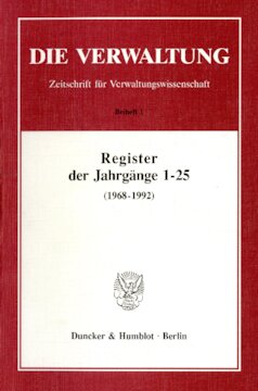 Register der Jahrgänge 1 - 25 der Zeitschrift »Die Verwaltung« (1968 - 1992)