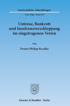 Untreue, Bankrott und Insolvenzverschleppung im eingetragenen Verein