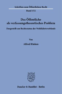 Das Öffentliche als verfassungstheoretisches Problem, dargestellt am Rechtsstatus der Wohlfahrtsverbände