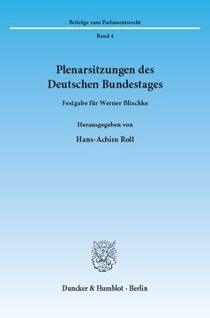 Plenarsitzungen des Deutschen Bundestages: Festgabe für Werner Blischke