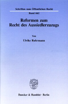 Reformen zum Recht des Aussiedlerzuzugs