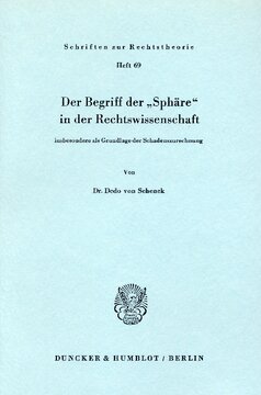 Der Begriff der »Sphäre« in der Rechtswissenschaft insbesondere als Grundlage der Schadenzurechnung