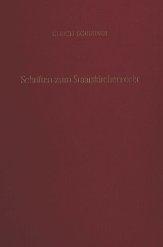 Schriften zum Staatskirchenrecht: Hrsg. von Joseph Listl