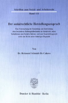 Der sozialrechtliche Herstellungsanspruch: Eine Untersuchung der Entstehung und Entwicklung eines besonderen Haftungstatbestandes im Sozialrecht, seines Verhältnisses zum Sozialverfahrens- und zum Staatshaftungsrecht sowie eine Kritik seiner bisherigen Dogmatik