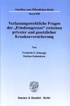 Verfassungsrechtliche Fragen der »Friedensgrenze« zwischen privater und gesetzlicher Krankenversicherung