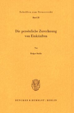 Die persönliche Zurechnung von Einkünften