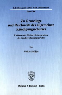 Zu Grundlage und Reichweite des allgemeinen Kündigungsschutzes: Probleme der Kleinbetriebsbeschlüsse des Bundesverfassungsgerichts