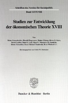 Knut Wicksell als Ökonom: Studien zur Entwicklung der ökonomischen Theorie XVIII