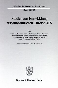 John Stuart Mill: Studien zur Entwicklung der ökonomischen Theorie XIX