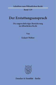 Der Erstattungsanspruch: Die ungerechtfertigte Bereicherung im öffentlichen Recht