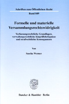 Formelle und materielle Versammlungsrechtswidrigkeit: Verfassungsrechtliche Grundlagen, verwaltungsrechtliche Eingriffsbefugnisse und strafrechtliche Konsequenzen