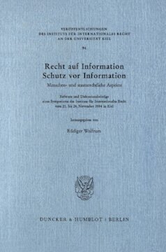 Recht auf Information, Schutz vor Information: Menschen- und staatsrechtliche Aspekte. Referate und Diskussionsbeiträge eines Symposiums des Instituts für Internationales Recht vom 21. bis 24. November 1984 in Kiel