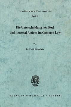 Die Unterscheidung von Real und Personal Actions im Common Law