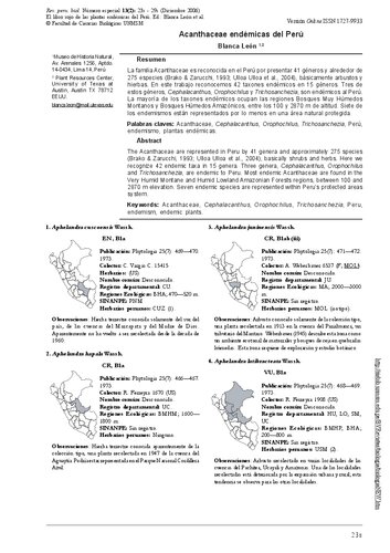Acanthaceae endémicas del Perú