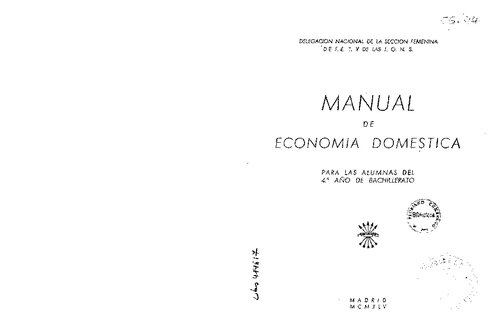 Manual de economia domestica. Para las alumnas del 4.º año de bachillerato