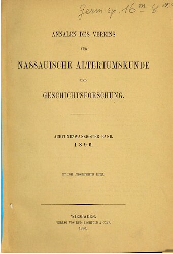 Annalen des Vereins für Nassauische Altertumskunde und Geschichtsforschung